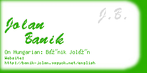 jolan banik business card